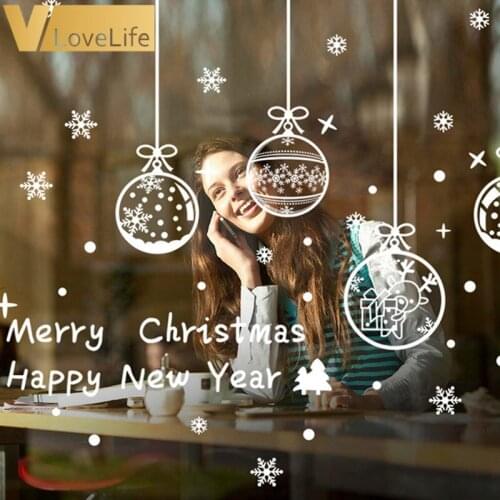 Merry Christmas Happy New Year Wall Art Removable Home Shop Vinyl Window Wall Stickers Decal Decor