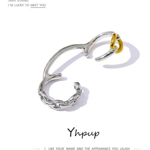 Yhpup 1PCS Statement Geometric Metal Ear Clip Earrings Chic 2021 Copper No Piercing Ear Bones Fashion Earrings Jewelry Gift