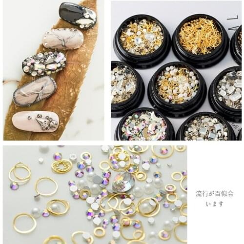 Mix 3D AB Rhinestones Acrylic Nails Decoration DIY Crystal Nail Art Tips Alloy Rivets Jewelry Manicure Accessories