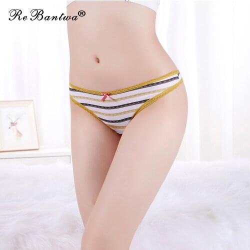 3pcs Set Femme G-string Sexy Underwear Cotton Womens Stripe g strings Stretch Panties Female Underpants Thongs Lingerie Briefs
