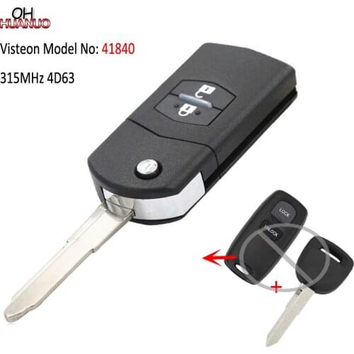 Upgraded Flip Remote Car Key Fob 2 Button 315MHz 4D63 for Mazda RX8 2003-2011 Visteon Model No. 41840