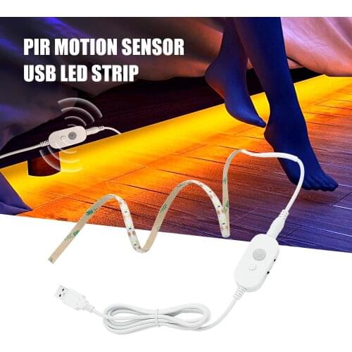 USB Port 1M 2M 3M 4M 5M PIR Motion Sensor LED Strip Light Waterproof Tape Under Cabinet Lamp For Kitchen Closet Wardrobe Stairs