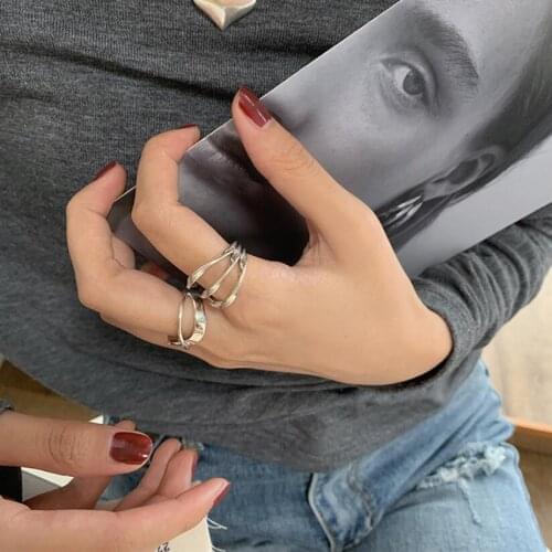 New Fashion Ins Retro Temperament Multi-Layer Line Hollow Index Finger Opening Ring For Women Student Jewelry Party Gifts SAR337