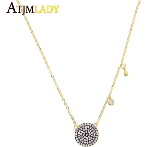 2020 AAA Cubic Zirconia Sparking 100% 925 Sterling Silver Fine Jewelry Wedding Gift Cz Disco Drop Charm Dainty Minimal Necklace