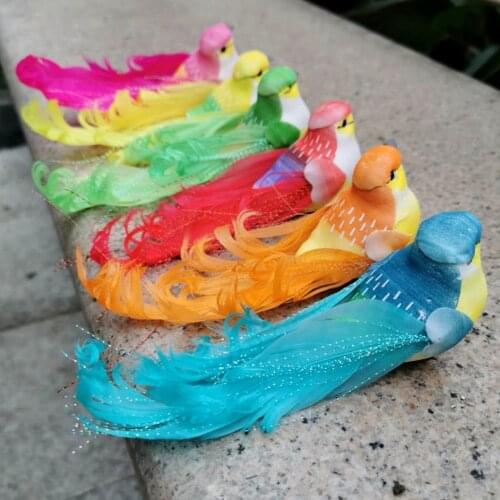 12PCS,Fuschia Artificial Foam Feathers Birds,Beautiful and elegant bird for Wedding Birthday Party Table Decorations,Easter toys