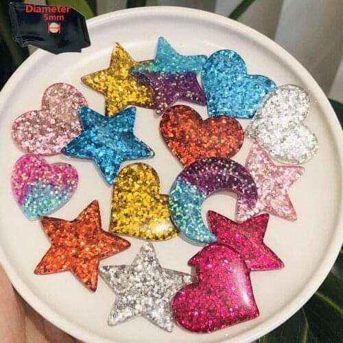 15PCS Resin Cute Cartoon Fridge Magnetic Sticker Kawaii Colourful Flash Heart Star Moon Refrigerator Magnet Office Supplies