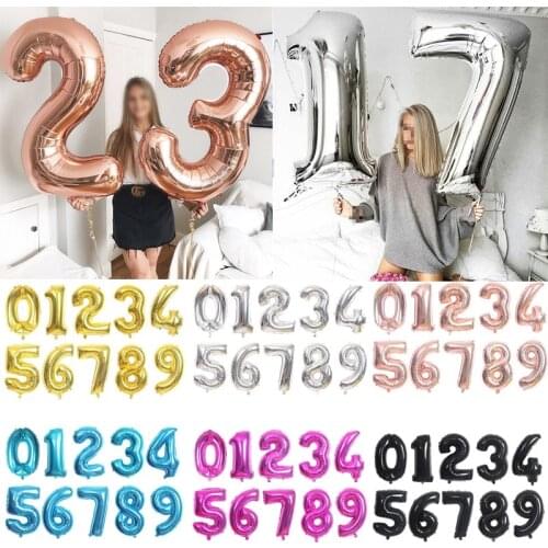 16/32/40 inch digital Foil Birthday Balloons Air Helium Number Balloon Figures Happy Birthday Party Decorations Kid toy Baloon