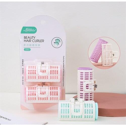 2 Pcs Hairdressing Home Use DIY Double Multifunctional Fringe Hair Rollers Styling Plastic Roller Curler Beauty Tool E1056