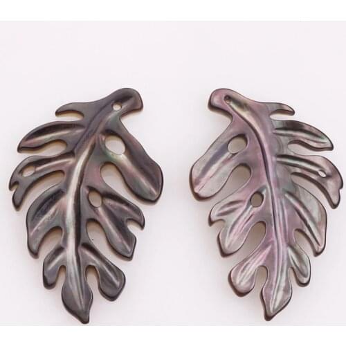 2pcs/set Leaves Shell Pendant Printed Brown Leaves Shape Shell With Hole Charms DIY Jewelry Making Earring Ncklace Accessories