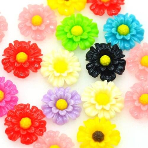 19mm 20PCS mixed color resin flat back flower for ornament|Resin Flower Cabochons Party Decoration