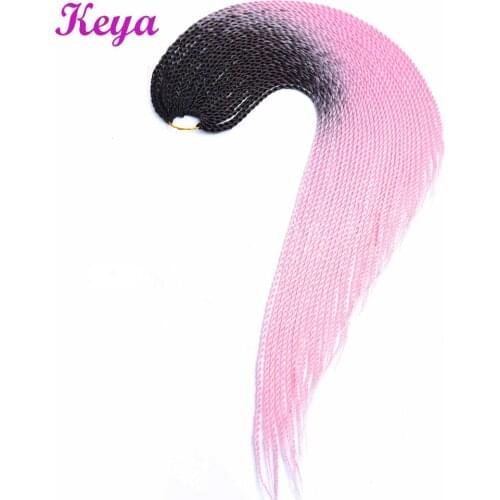 24 inch Ombre Senegalese Twist Hair Crochet Braids 30 Strands Pink Hair Blue Braids Synthetic Crotchet Braiding Hair for Women