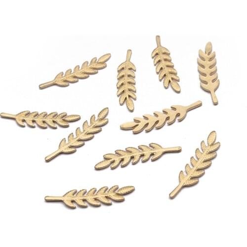 50pcs Raw Brass Mini Charms Wheat Leaves Charms Pendant For Handmade Jewelry Findings Making Cratfs 4.5*20mm