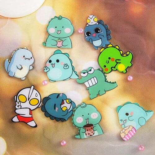 50pcs 13 Styles Mix Cute Japan Cartoon Dinosaur Monster Flatback Planar Resin Cabochon DIY Crafts Home Decoration Accessories