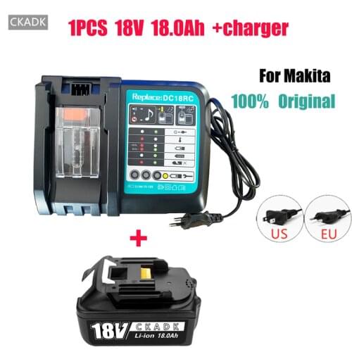 BL1860 Rechargeable Battery 18 V 18000mAh Lithium ion for Makita 18v Battery BL1840 BL1850 BL1830 BL1860B LXT 400 + 3A Charger