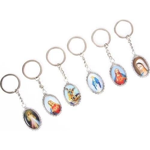 New classic charm St. Christopher key chain, Jesus cross key car keychain, handbag, Christmas gift souvenir