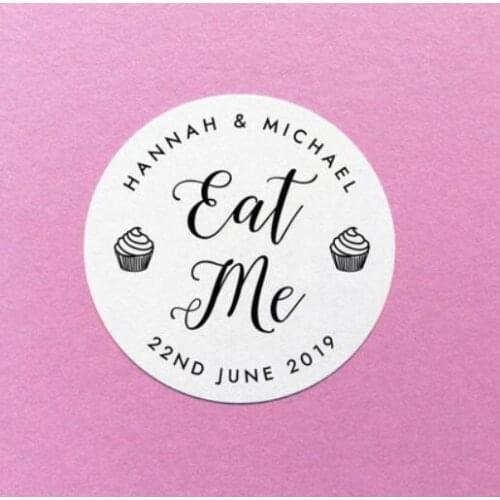 Custom Drink Me eat me Wedding gift Stickers Seals food Cupcake glasses labels birthday baby shower popcorn favors gift stickers