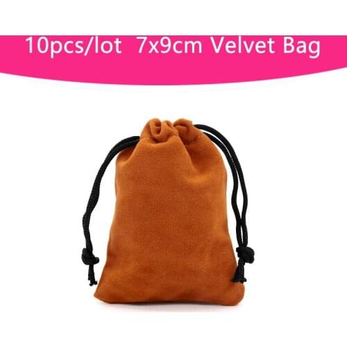 Wholesale Cheap Jewelry Packaging Bags 10pcs/lot Light Brown Velvet Bags Drawstring Gift Display Pouches 7x9cm Small Bag