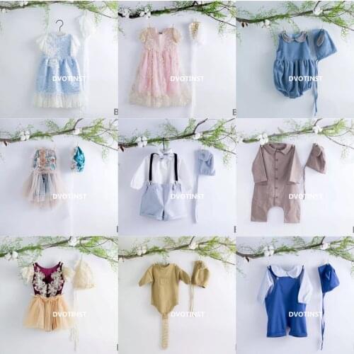 Dvotinst Baby Girls Photography Props 4-12M Crochet Knitted Clothes Lace Dress Outfits Set Fotografia Studio Accessories Props
