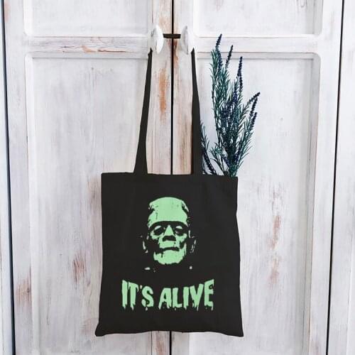 Halloween Horror Movie Canvas Tote Bag Women Vintage Tote Bag Halloween Horror Movie Bags Streetwear 2021 Reusable Print