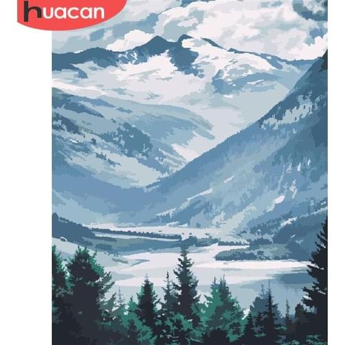 HUACAN Paint By Number Mountain DIY Pictures By Numbers Scenery Kits Hand Painted Painting Art Drawing On Canvas Gift Home Decor