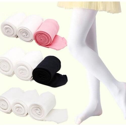 Children Girls Solid Ballet Stockings Dance Footed Tights pantyhose Black White Pink Stockings For Ballet Dancerr