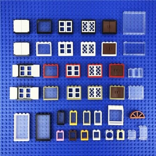 Friends Houses Windows Accessories Building Blocks House Parts Door Transparent Glass Windows Frame Fence Brick City Castle Toys