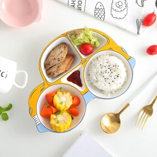 Creative Ceramic Breakfast Dinner Plate Children Dinner Plate Lovely Cartoon Car Dinner Split Plate Baby Dinner Plate Tableware