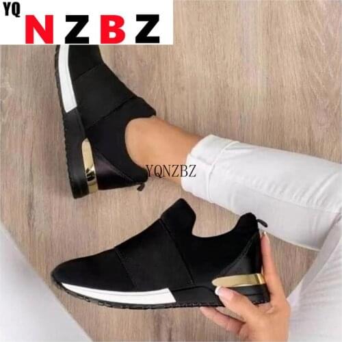 Women Summer autumn Casual sport Sneakers womens Breathable Slip On Sport Shoes Elastic Band Ladies Vulcanized Platform Shoes