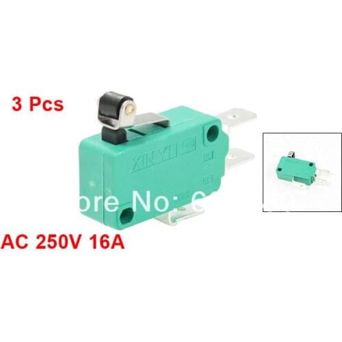 3 Pcs / Lot x AC 250V 16A Short Hinge Roller Lever Arm Miniature Micro Switch SPDT 1 NO 1 NC KW3-0Z