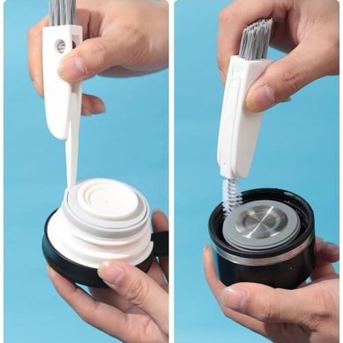 Multifunctional heat preservation cup cover inner gap brush kitchen gap cleaning brush three brushes in one switch at will