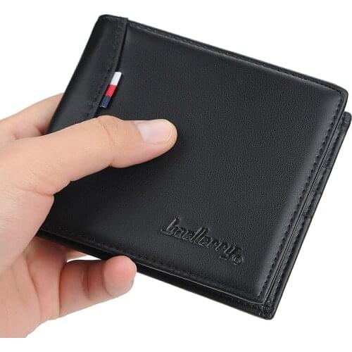 Mens wallets, short and thin, multi-card pockets, fashion plain weave soft leather wallets, coin purses, document holders