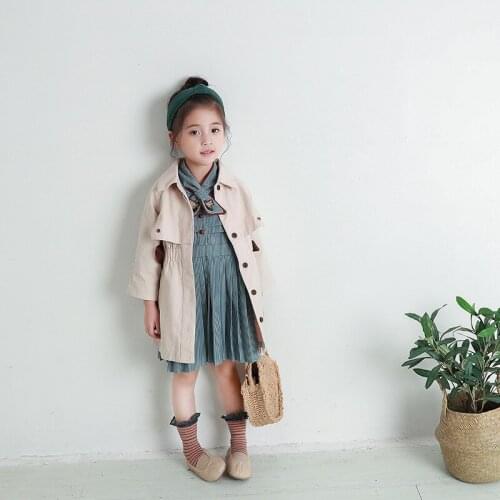 New Girls Jacket Childrens Clothing Girl Trench Coat Kids Jacket Turn-down Girl Coats Autumn Trench Wind Dust Bow Tie Outerwear