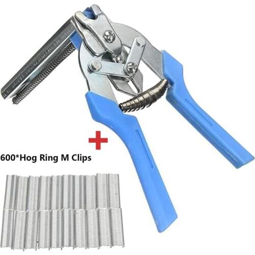 Hog Ring Plier Tool and 600pcs type M Clips Staple Chicken Mesh Cage Wire Fencing Caged clamp Poultry supplies Mesh Clip shading