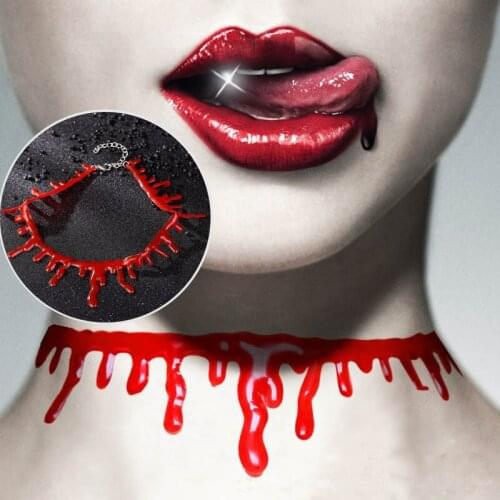 New Arrivals Halloween Blood Necklace Women Chokers Necklaces Halloween Party DIY Decorations Horrific Props Kids Toy Gifts