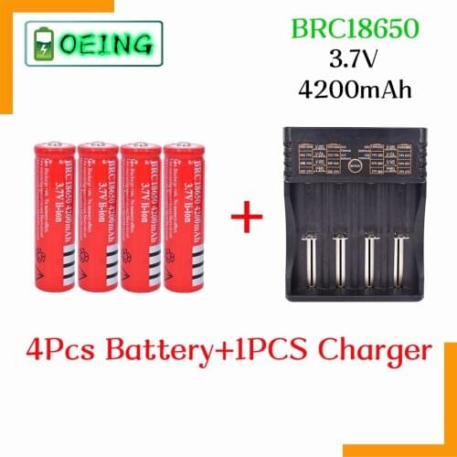 NEWEST Original 18650 3.7V 4200 mAh 18650 Lithium Rechargeable Battery For GTL EvreFire Flashlight batteries+ 4 slots Charger