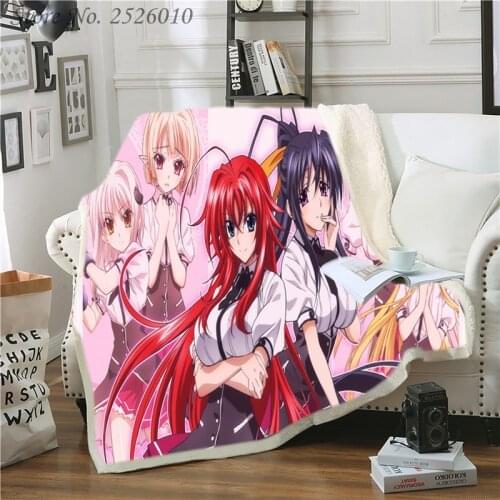 Throw blanket Anime High School DxD 3D Velvet Plush Blanket Bedspread For Kids Girls Sherpa Blanket Couch Quilt Cover Travel 01