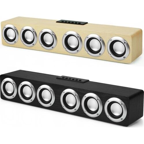 Portable Wooden Bluetooth-compatible Speaker Home Multifunctional Audio U Disk TF Card FM Radio High Power Subwoofer