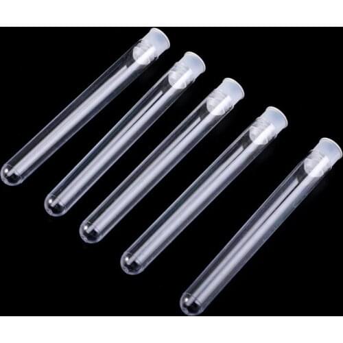 50Pcs/Pack 12x100mm Transparent Laboratory Clear Plastic Test Tubes Vials With Push Cap School Lab Supplies M17F