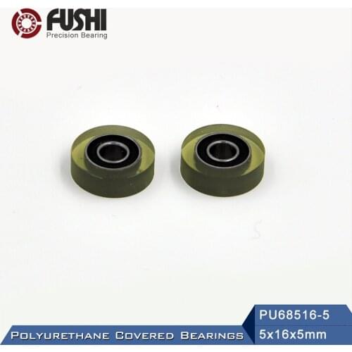 PU 685 Polyurethane Covered Bearing 5*16*5 mm ( 2 Pcs ) Shaft 5mm PU68516-5 Urethane Cover PU685 Bearings