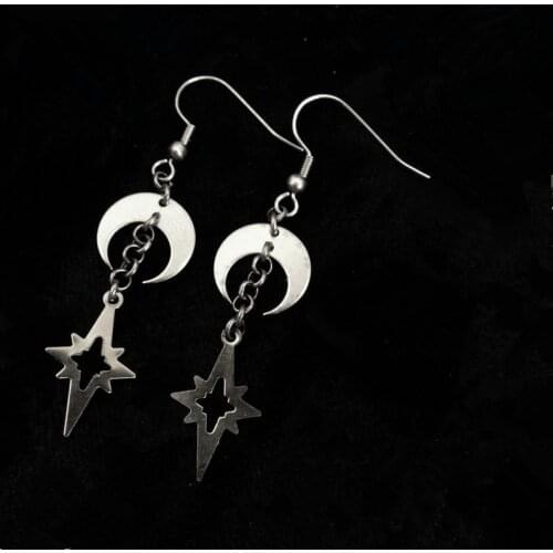 Witchy Earrings Moon&Stars Witch Style Moon Child Gifts Wiccan Gifts,Silver plated Moon Charms,Star,Gift,gift for Wicca Lover