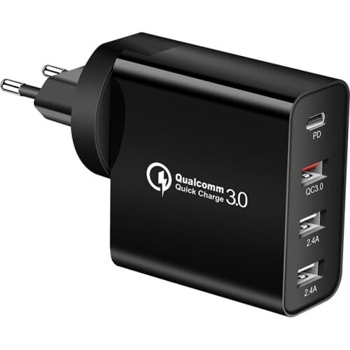 48W Quick Charger Type C USB PD Charger Multi-port USB Type-c QC3.0 Fast Charging Wall Home Travel EU UK US AU Plug Adapter