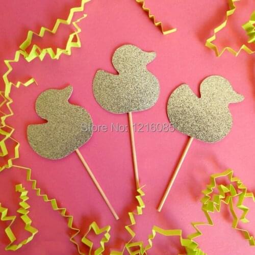 Cute ducks glitter Cupcake Toppers wedding food picks birthday bridal boy baby shower party decor cake topper