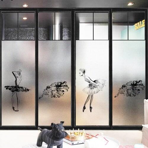 Custom Size Static Cling window film Glass Sticker Stained Privacy Window Decal office Sliding door home decoration Ballet girl