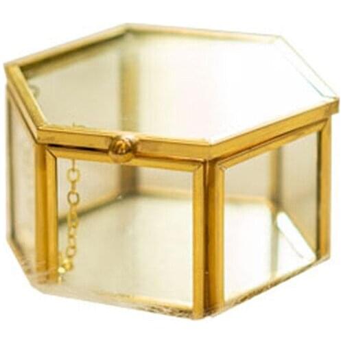 Glass Jewelry Box Women Jewelry Storage Case Holder Tabletop for Ring Necklace Earrings Bracelet Display