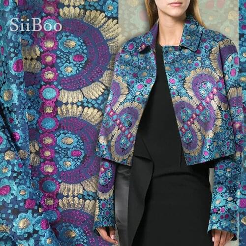 European style thick luxury royal blue positioning jacquard bronzed fabric for dress coat brocade tissue cloth tejido SP1387