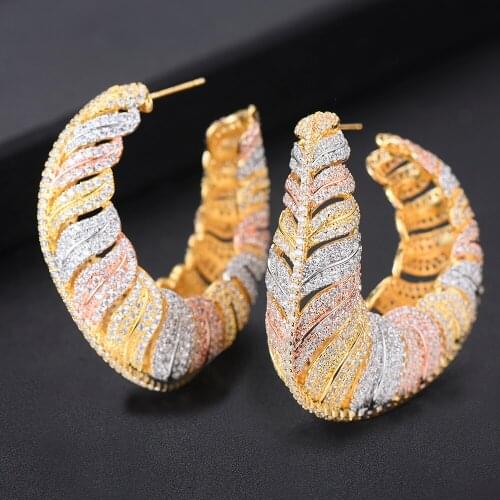 Blachette High Quality Trendy Luxury Noble Big Hoop Earrings for Women Bridal Wedding Engagement Girl Daily Party Show Jewelry