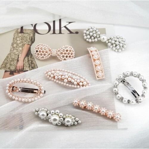 New Luxury Geometric Pearl Side Clip Bow Hair Ornaments Make Old Hairpin Gold Small Cute Hairpin