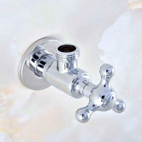 1 Pcs Silver Polished Chrome Brass Bathroom Hardware Accessories 1/2" male Angle Stop Valve Dav016