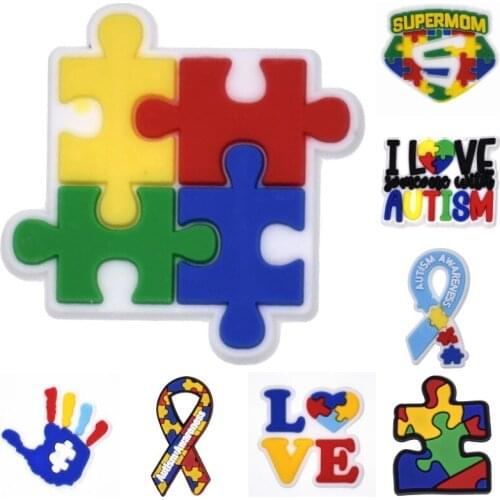 10 PCS Autism Awareness Love Caring Children Shoes Accessory Colorful