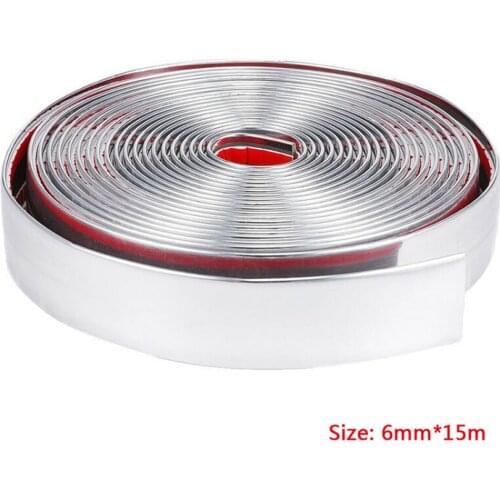 15M Silver Flexible Chrome-plated Soft Plastic PVC Trim Car Interior Exterior Moulding Strip Decorative Line